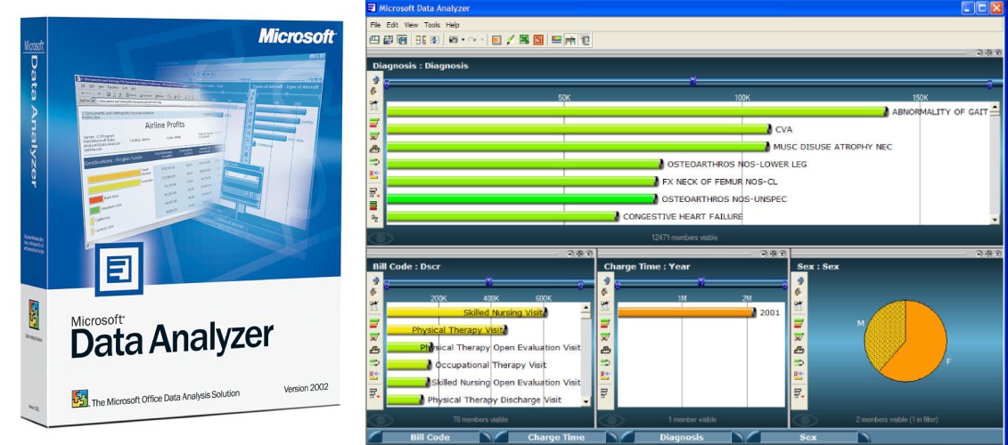 Microsoft Data Analyzer Box Cover and Workspace (2002)